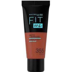 Maybelline New York - Fit Me Matte + Poreless Foundation - 355 Pecan - Medium Dekkende Foundation met Matte Finish voor de Normale tot Vette Huid - 30 ml