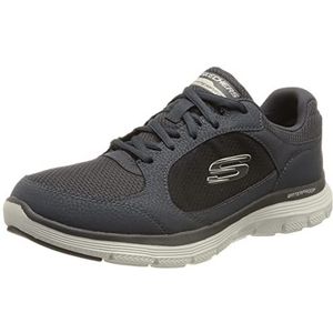 Skechers Flex Advantage 4.0 True Clarity Sneakers voor heren, Navy Leather PU Mesh Trim, 45.5 EU