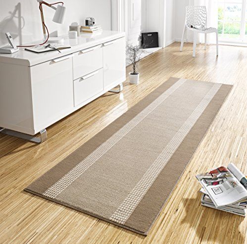 Hanse Home Tapijtloper met band, 80 x 200 cm, zacht, laagpolig tapijt, modern design, loper voor hal, slaapkamer, kinderkamer, badkamer, woonkamer, keuken, decoratieloper, beige crème