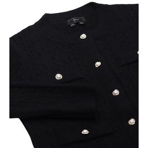 faina Dames zachte wind-twist-gebreide cardigan jas acryl zwart maat XS/S, zwart, XS