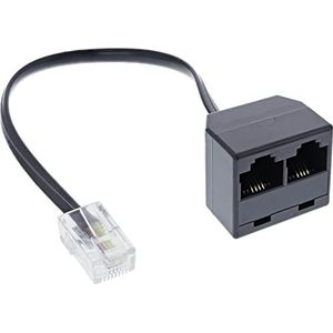 InLine® 69933B ISDN verdeler 1x RJ45 St aan 2x RJ45 Bu, (8P4C) met 15cm kabel, zonder eindweerstanden