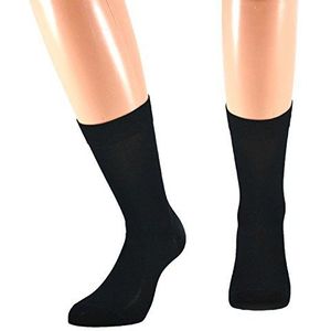 Fontana Calze, 4 paar korte sokken van puur katoen, elastisch, comfortabel en versterkt bij tenen en hiel. Italiaans product., Zwart, 39-41 EU