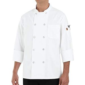 Chef Designs Heren Tien Parel Knop Chef Jas, Wit, L