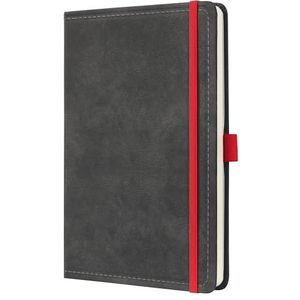 Sigel CONCEPTUM notitieboek, geruit, vintage, lederlook, magneetsluiting ca. A5 donkergrijs met rubberen sluiting