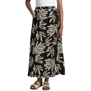 TOM TAILOR - Maxirok - Abstract Black Beige Print - Dames
