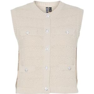 Pieces - Pcjena Sl O-neck Knit Vest - Zilver - Dames Gilet