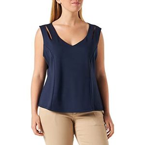 comma Dames mouwloos T-shirt, 5876 diepblauw, 46