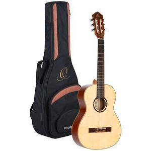 Ortega Guitars 6 String Family Series 3/4 Size Nylon Classical Guitar w/Bag, Right, Spruce Top-Natural-Gloss, (R121G-3/4)