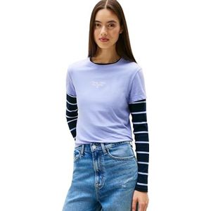 Tommy Jeans - Ess - T-shirt - Duifblauw - Slanke Pasvorm