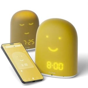 UrbanHello Remi – wekker dag nacht leerrijk en bewaking van de slaap – babyphone audio met lawaai-alarm 5 in 1 – nachtlampje – luidspreker Bluetooth – in geel