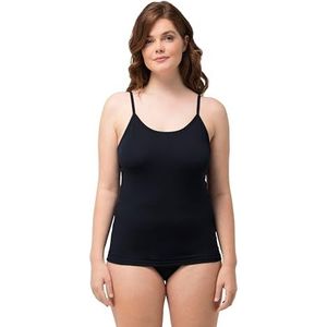 Ulla Popken, Dames, grote maten, overhemd, spaghettibandjes, slank, biologisch katoen, mouwloos, blauw, 54/56 NL