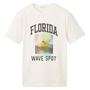 TOM TAILOR T-shirt voor jongens, 12906 - Wool White, 128 cm