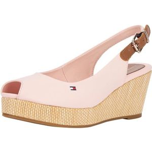 Tommy Hilfiger Iconic Elba Sling Back Fw0fw04788 Wedge Espadrilles voor dames, Roze Whimsy Pink, 41 EU