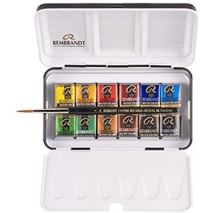 Rembrandt Water Colour Box Caja de acuarelas extrafinas, caja de metal met 12 kleuren, pincet incl