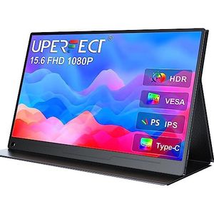 Draagbare Monitor 15,6 Inch UPERFECT Portable Monitor 1920 x 1080 Full HD IPS Mobiel Display met HDMI USB C voor Laptop PC Smartphone PS4/5 Schakelaar met Beschermhoes, VESA-compatibel