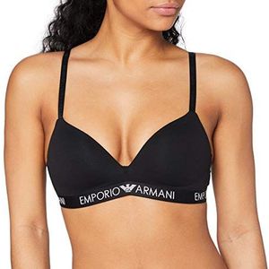 Emporio Armani Iconic Cotton Padded Triangle Beha voor dames, gevoerde beha, zwart, S