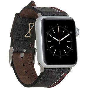 Burkley Lederen armband voor Apple Watch in 38/40mm en 42/44mm vintage horlogebandje, wisselarmband, reservearmband, compatibel met alle Apple Watch, handgemaakt (42/44mm, zwart - BA3)
