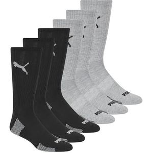 PUMA heren 6 Pack Crew Sokken, Zwart/Grijs Combo, 10-13