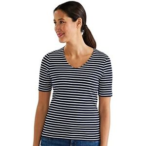Street One Dames shirt met korte mouwen basic T-shirt ondershirt, blauw (deep blue), 38