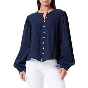 DreiMaster Vintage Dames 37323957 blouse van katoenmousseline, marineblauw, M