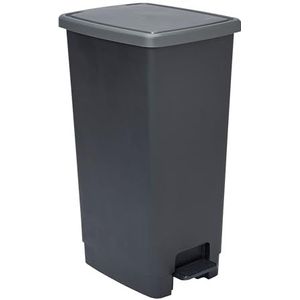 Sundis 4023001 Flat Bin rechthoekige intrekbare pedaalemmer, 40L polypropyleen, zwart en antraciet