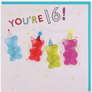 Clintons: Gummy Bears In Feesthoeden, 16e Verjaardag, 159x159mm