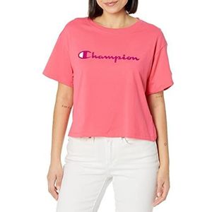 Champion Dames The Cropped T-shirt, met opschrift, Pinky Peach-550757, XXL