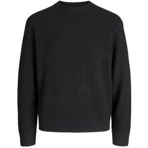 JACK & JONES Jcogrid Knit Crew Neck, zwart, L