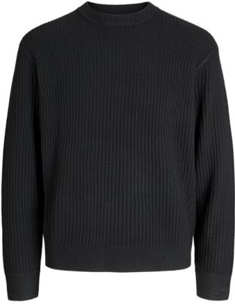 JACK & JONES Jcogrid Knit Crew Neck, zwart, L