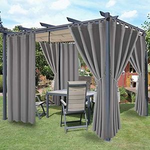 LORDTEX Waterdichte binnen- / buitengordijnen voor patio - thermisch geïsoleerd, zonwerend afneembare kleverige verduisterende gordijnen met lipjes voor slaapkamer, veranda, pergola, 132 x 241 cm, 2