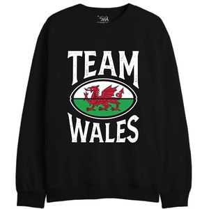 Republic Of California Team Wales UXREPCZSW051 Sweatshirt voor heren, zwart, maat S, Zwart, S