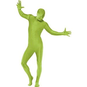 Smiffys, Heren Second Skin kostuum in groen, full-body pak met buiktas, maat: L, 21740