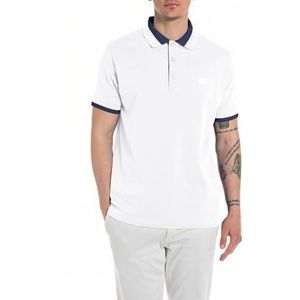 Replay Poloshirt voor heren, korte mouwen, regular fit, 801, gebroken wit, L