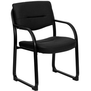 Flash Furniture Lederen zijstoel, zwart