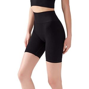 LOS OJOS Ribbed biker shorts voor dames, zwart, XS/S