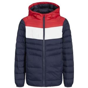 JACK&JONES JUNIOR JESPRINT Puffer Hood MNI NOOS bufferjas, Navy Blazer/Detail: Mocha Bisque/Moonbeam Blocking, 110, Navy Blazer/Detail: mocha Bisque/Moonbeam Blocking, 110 cm