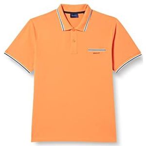 GANT Heren 3-COL Tipping Solid SS Pique Polo Shirt Apricot Oranje, Standaard, abrikoos oranje, L