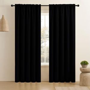 CUCRAF Verduisterende gordijnen, 2 panelen van 213 cm lang, met tunnelzoom, voor slaapkamer en woonkamer, warmte-isolerende en lichtwerende raamgordijnen (132 cm breed x 213 cm lang), zwart