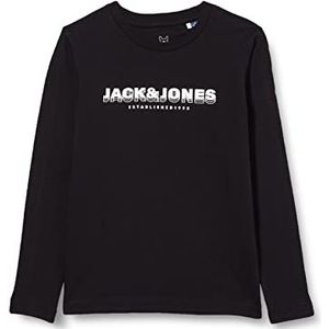 JACK&JONES JUNIOR Jcospring Piping Tee Ls Crew Neck Jr Shirt met lange mouwen voor jongens, zwart, 128 cm