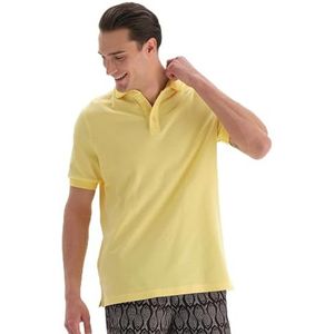 Dagi Lichtgeel gebreid poloshirt met korte mouwen, lichtgeel, S, geel (light yellow), S