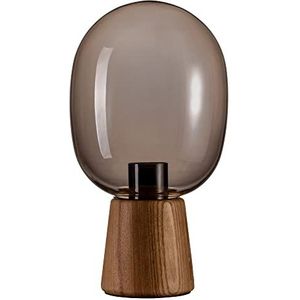 Pauleen 48232 Mystical Gleam tafellamp max. 20 watt rookglas, hout, nachttafellamp in boho nature-look van glas, hout E27