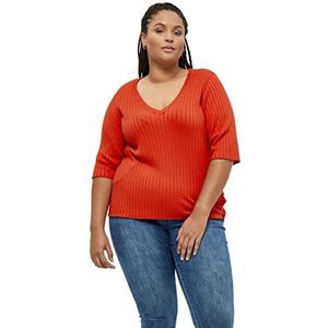 Peppercorn Tana V-hals Halve Mouw Rib Pullover Curve | Oranje Truien Voor Vrouwen UK | Lente Dames Truien | Maat 24