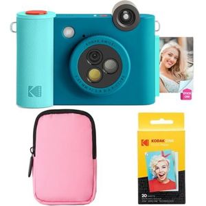 KODAK Smile+ 2-in-1 Digitale Camera & Bluetooth Fotoprinter Starterpakket + Zachte Tas + Zink 20pk - Blauw