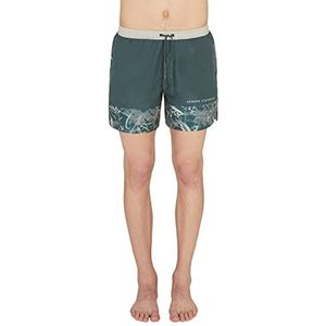 Armani Exchange Urban Fields, Trekkoorden voor heren, elastische tailleband shorts, groene vorken, extra groot, Green Gables, XL