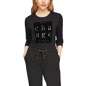 s.Oliver Damesshirt met lange mouwen met statement-print, Black Placed Print, 36