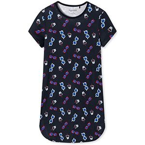 Schiesser Meisjesnachthemd met korte mouwen, donkerblauw bedrukt, 164, donkerblauw bedrukt, 164 cm