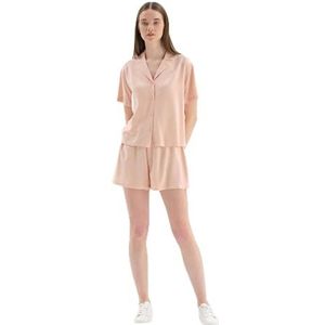 Dagi Light Pink Fashion Woven Regular High Waist Flanel Woven Short Leg Shorts, 40, lichtroze, 40