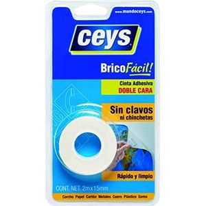 Ceys - Bricoeasy - dubbelzijdig plakband - snel en schoon - 2 m x 15 mm plakband
