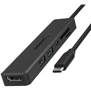 SABRENT USB C multiport hub met HDMI 4K | Power Delivery (60W) | 1 USB 3.0-poort | 1 USB 2.0-poort | SD/microSD (HB-TC6C)
