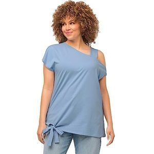 Ulla Popken Dames, schouderhals, ronde hals, T-shirt met halve mouwen, lichtblauw, 50/52